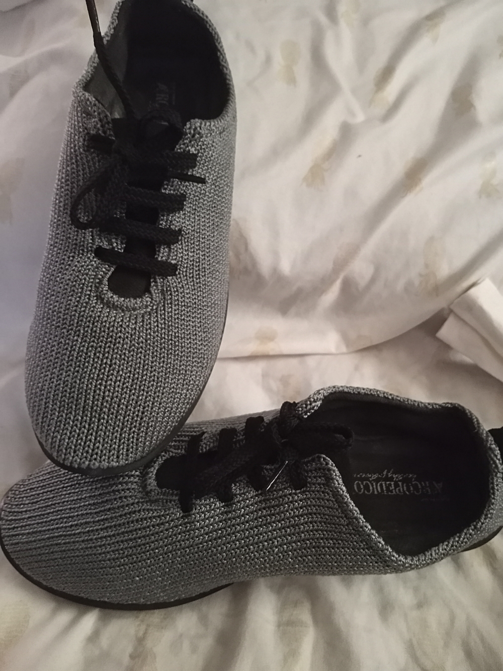 Arcopedico Gray Knit Slip-On Sneakers